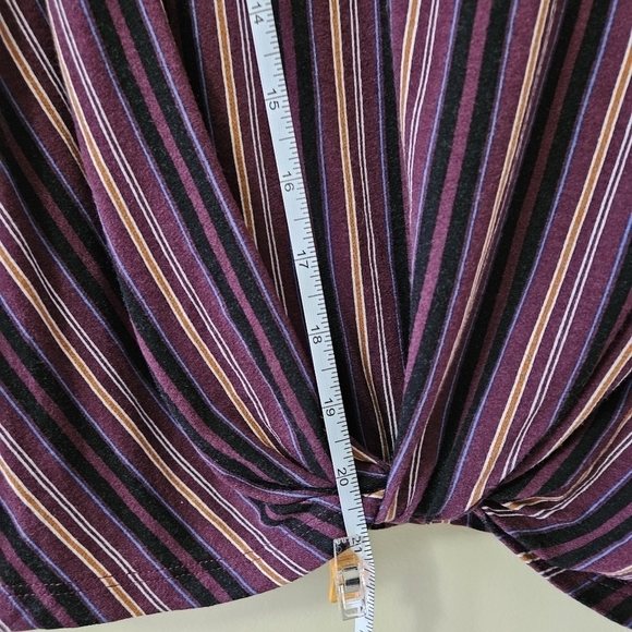Hiatus Knot Front Top Womens XL Striped LS Cropped Pullover Stretch Office Boho - Picture 11 of 16